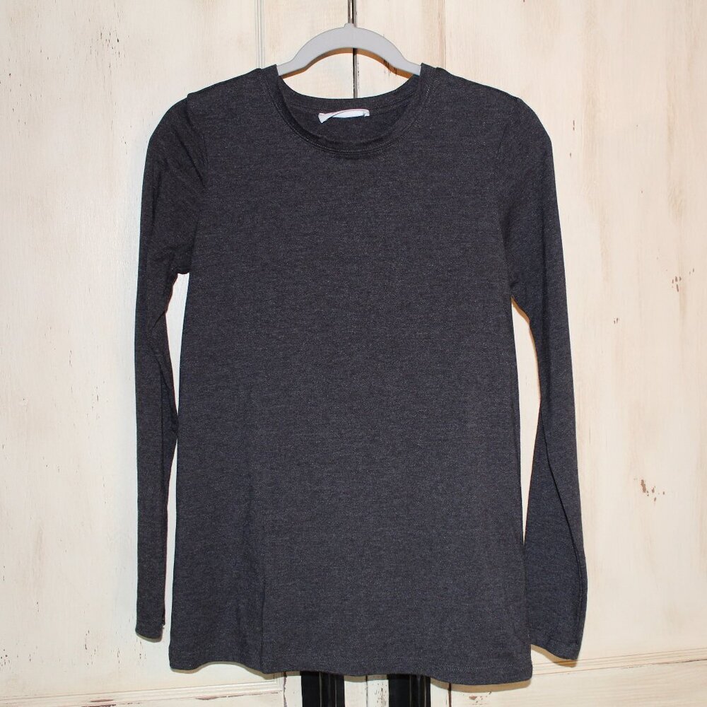 Zenana charcoal gray crewneck long-sleeve base layer tee S